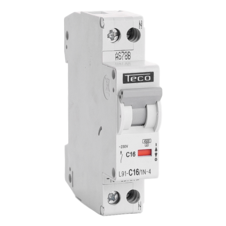 Disjoncteur Teco 1N 16A 4,5kA Courbe C 1mod.