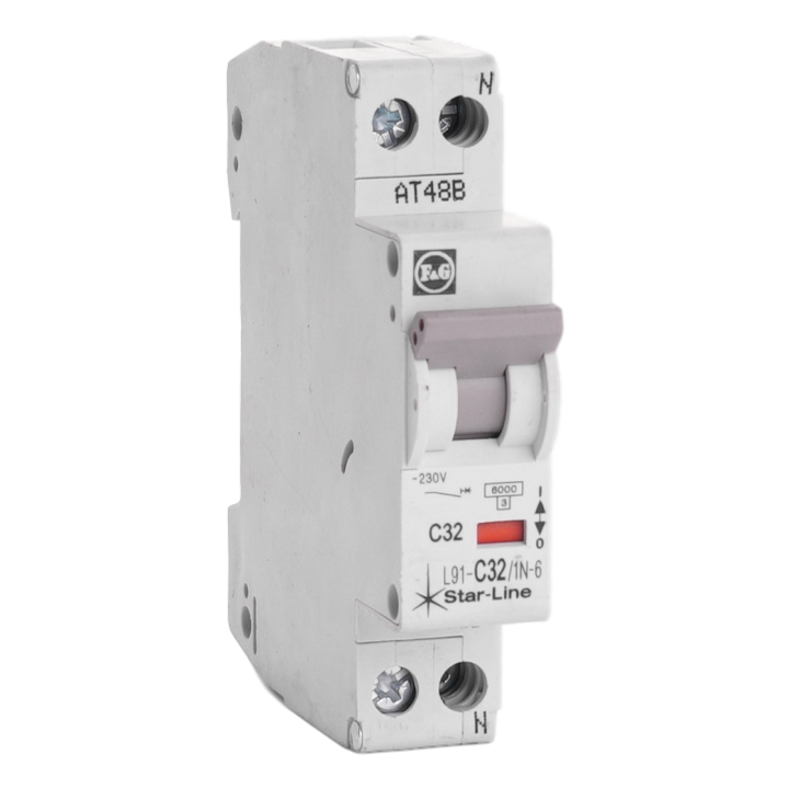 Sicherungsautomat Teco 1N 32A 6kA Kurve C 1 Modul