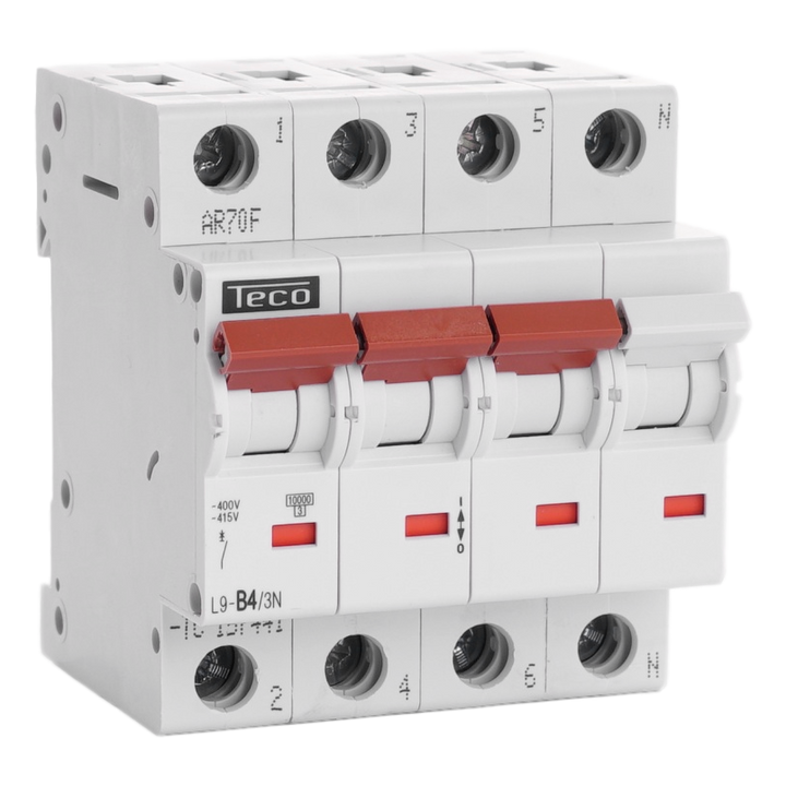 Disjoncteur Teco 3N 4A 10kA Courbe B