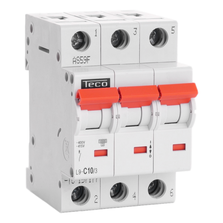 Disjoncteur Teco 3P 10A 10kA Courbe C