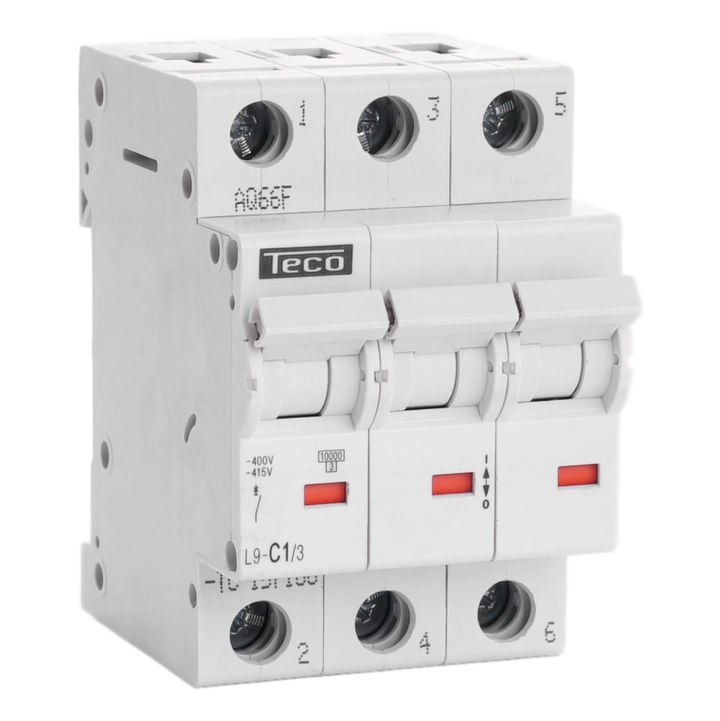 Automaat Teco 3P 1A 10kA Curve C
