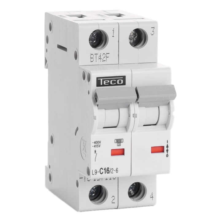 Sicherungsautomat Teco 2P 16A 6kA Kurve C