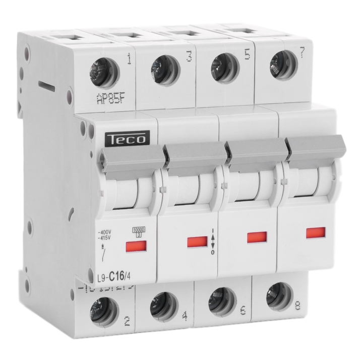 Disjoncteur Teco 4P 16A 10kA Courbe C