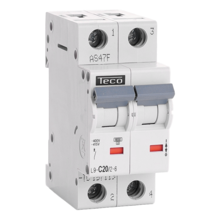 Disjoncteur Teco 2P 20A 6kA Courbe C