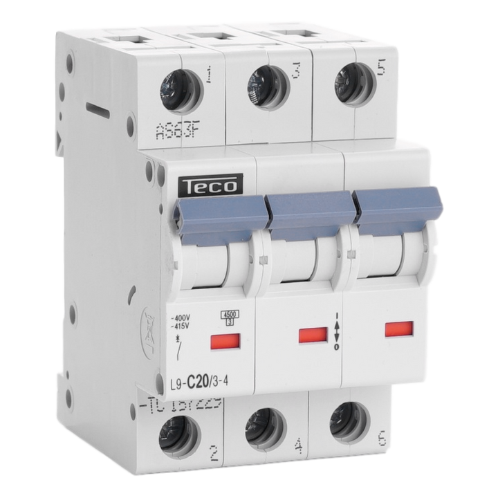 Automaat Teco 3P 20A 4,5kA Curve C