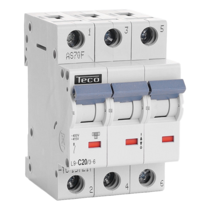 Automaat Teco 3P 20A 6kA Curve C