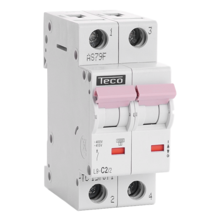Disjoncteur Teco 2P 2A 10kA Courbe C