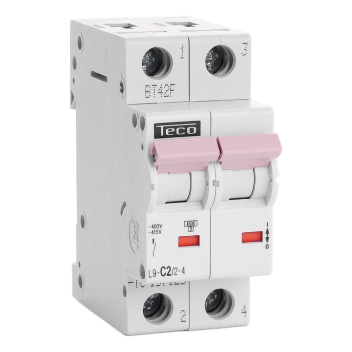 Automaat Teco 2P 2A 4,5kA Curve C