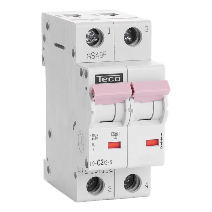 Sicherungsautomat Teco 2P 2A 6kA Kurve C