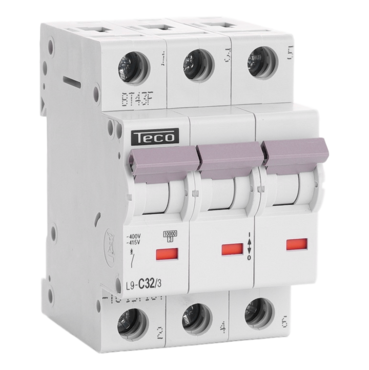Disjoncteur Teco 3P 32A 10kA Courbe C