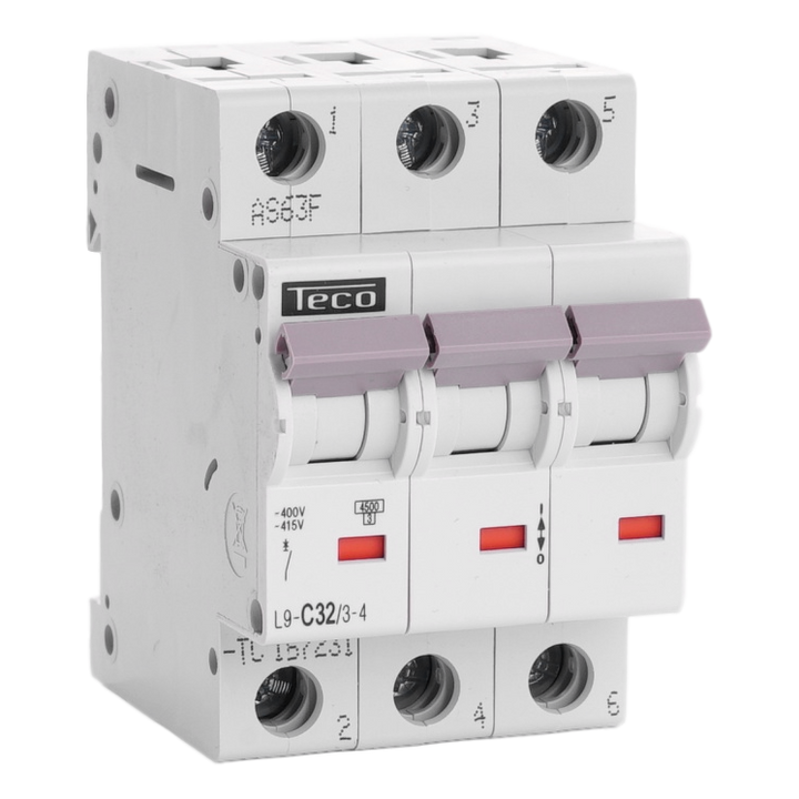 Disjoncteur Teco 3P 32A 4,5kA Courbe C