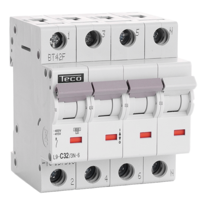 Disjoncteur Teco 3N 32A 6kA Courbe C