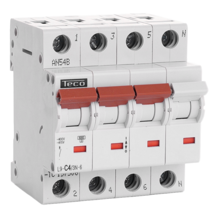 Disjoncteur Teco 3N 4A 6kA Courbe C