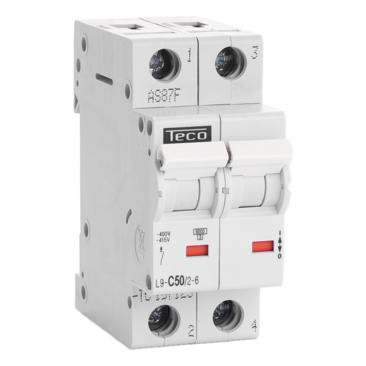 Disjoncteur Teco 2P 50A 6kA Courbe C