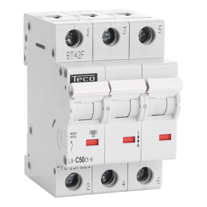 Disjoncteur Teco 3P 50A 6kA Courbe C
