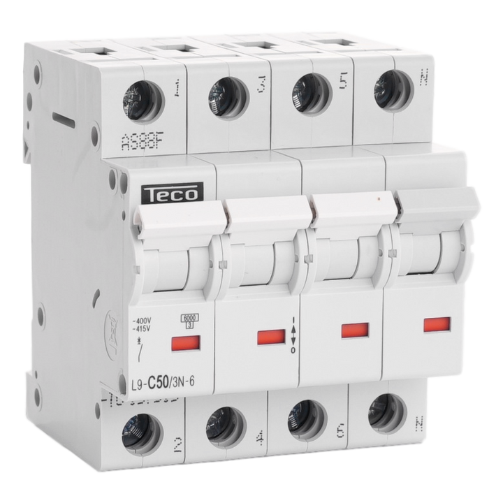 Disjoncteur Teco 3N 50A 6kA Courbe C