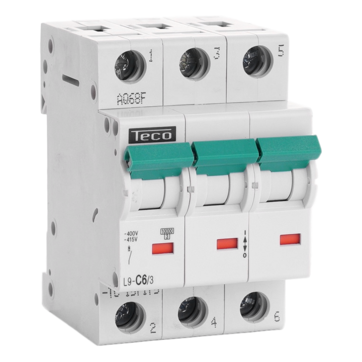 Automaat Teco 3P 6A 10kA Curve C