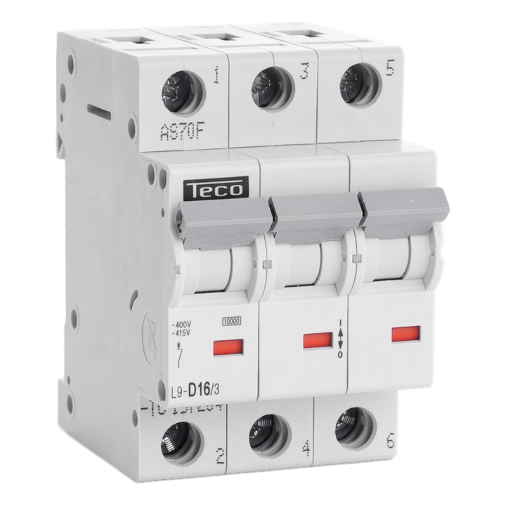 Disjoncteur Teco 3P 16A 10kA Courbe D