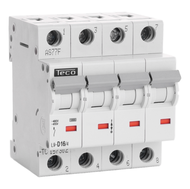 Disjoncteur Teco 4P 16A 10kA Courbe D