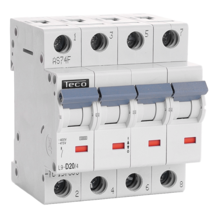 Automaat Teco 4P 20A 10kA Curve D