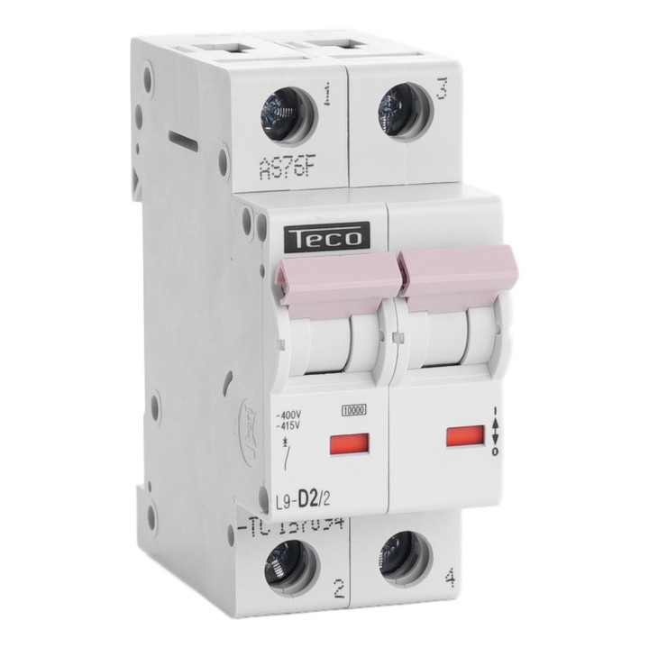 Disjoncteur Teco 2P 2A 10kA Courbe D