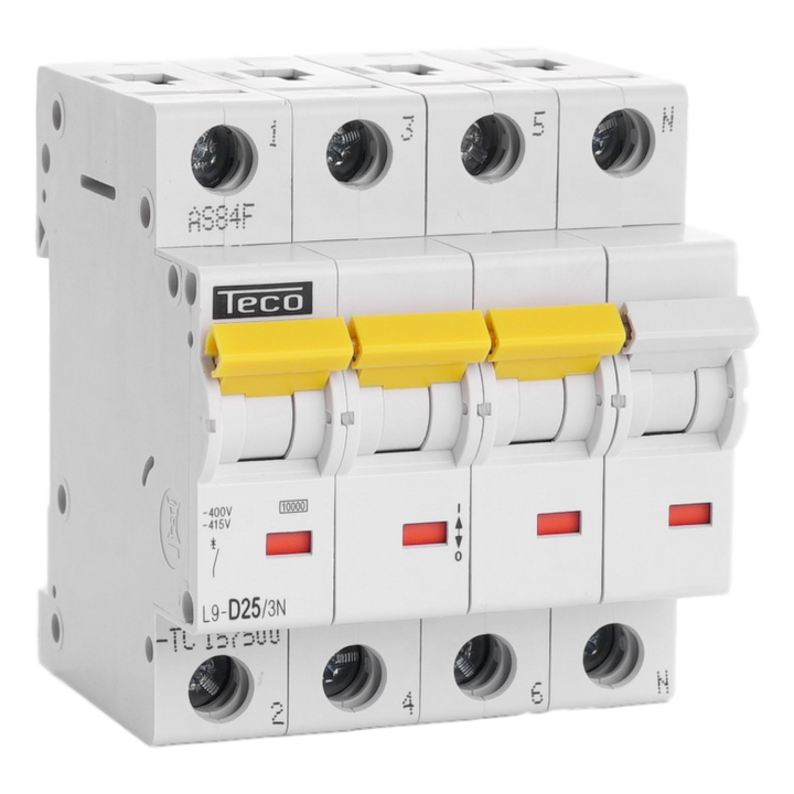Disjoncteur Teco 3N 25A 10kA Courbe D