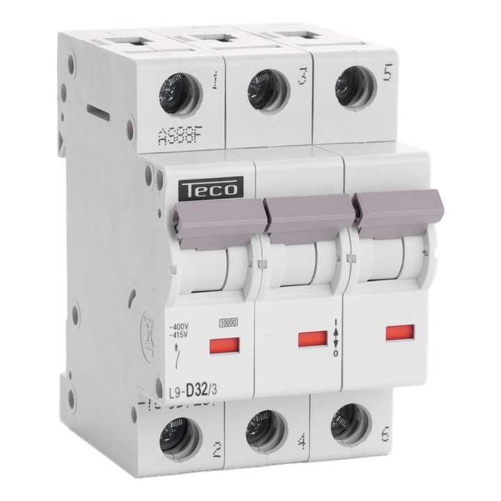 Disjoncteur Teco 3P 32A 10kA Courbe D