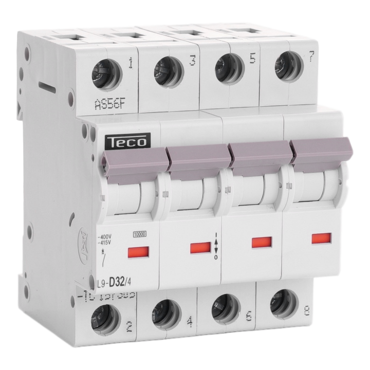 Disjoncteur Teco 4P 32A 10kA Courbe D