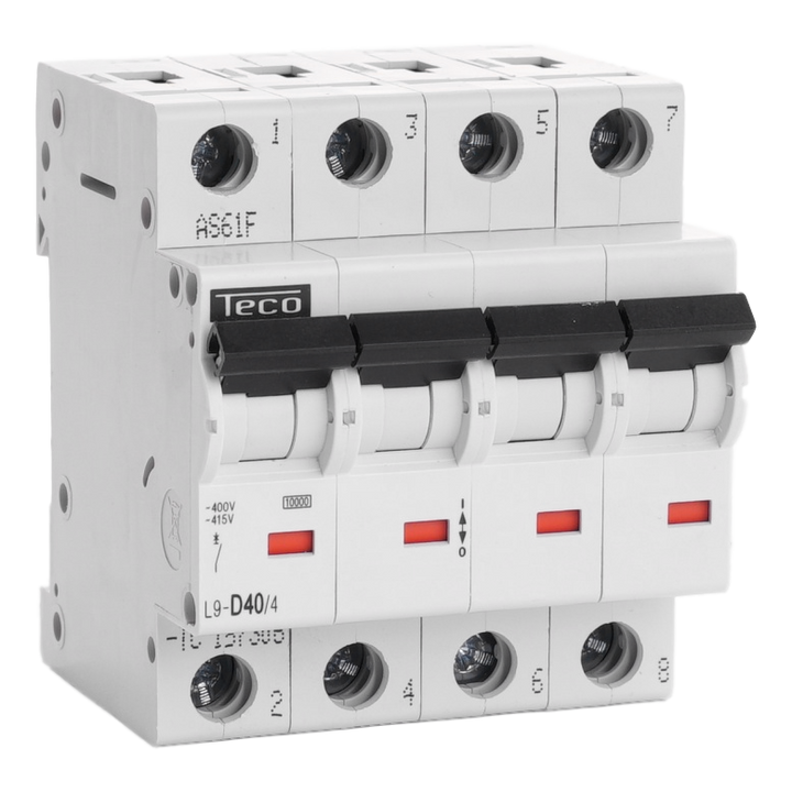 Disjoncteur Teco 4P 40A 10kA Courbe D