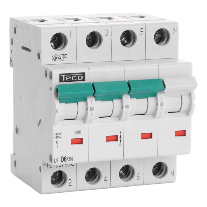 Disjoncteur Teco 3N 6A 10kA Courbe D