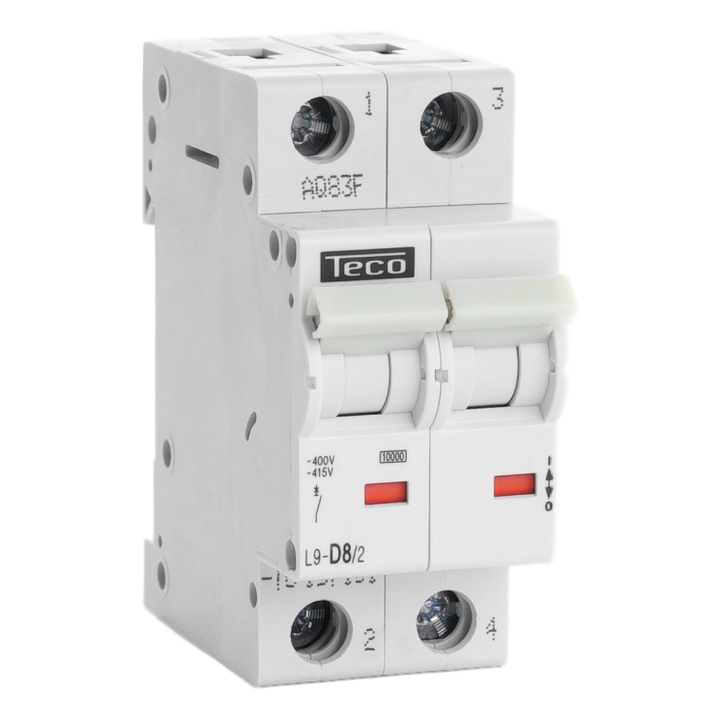 Disjoncteur Teco 2P 8A 10kA Courbe D