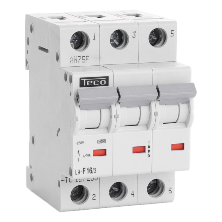 Disjoncteur Teco 3P 16A Courbe F NBN C 61142