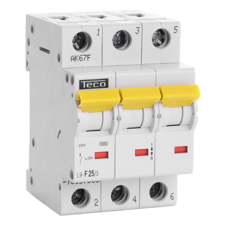 Disjoncteur Teco 3P 25A Courbe F NBN C 61142
