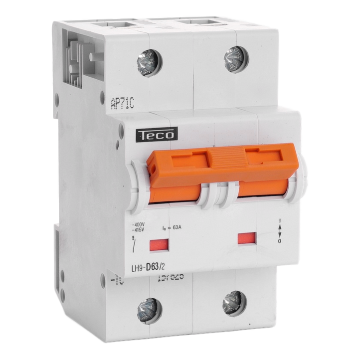 Disjoncteur Teco 2P 63A 25kA Courbe D