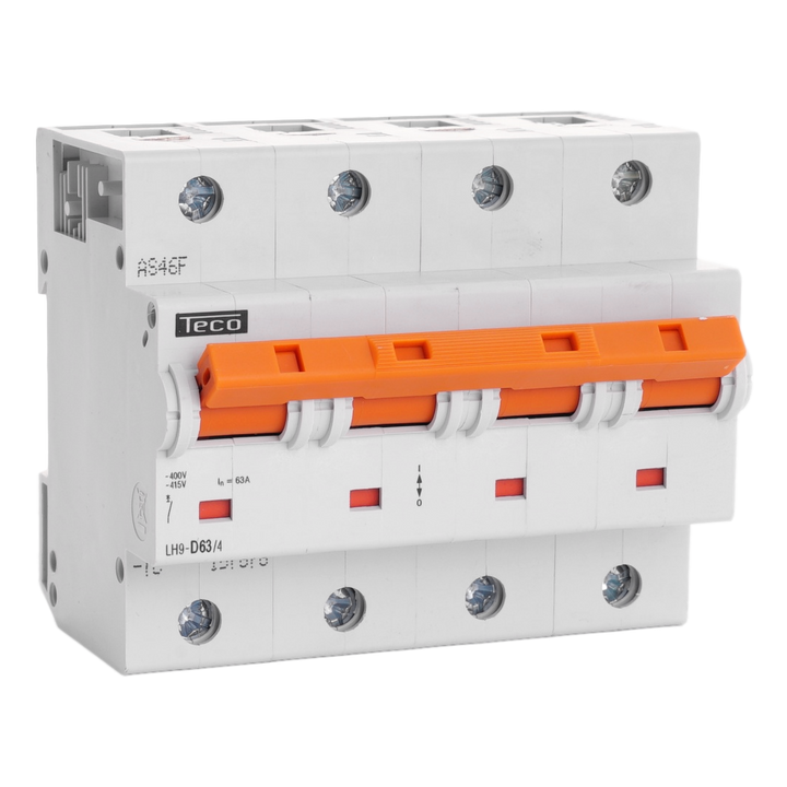 Disjoncteur Teco 4P 63A 25kA Courbe D