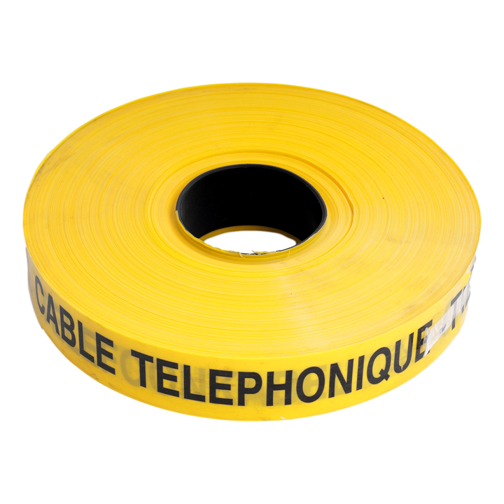 Waarschuwingsband 0,15mmx40mmx250m Ge/Zw 'telefoonkabel'