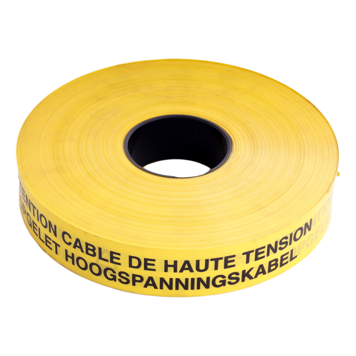 Waarschuwingsband 0,15mmx40mmx250m Ge/Zw 'Opgelet HS kabel'
