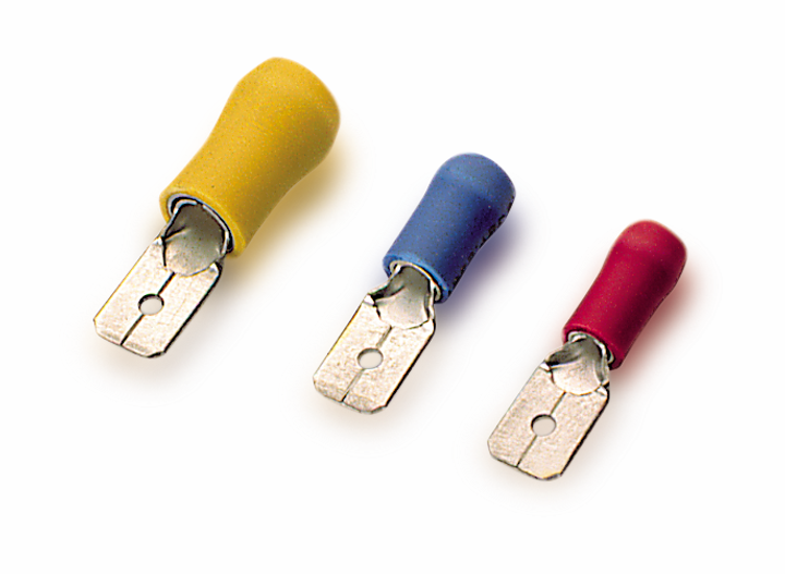 Insulated male faston, yellow, 6mm², W6,35mm