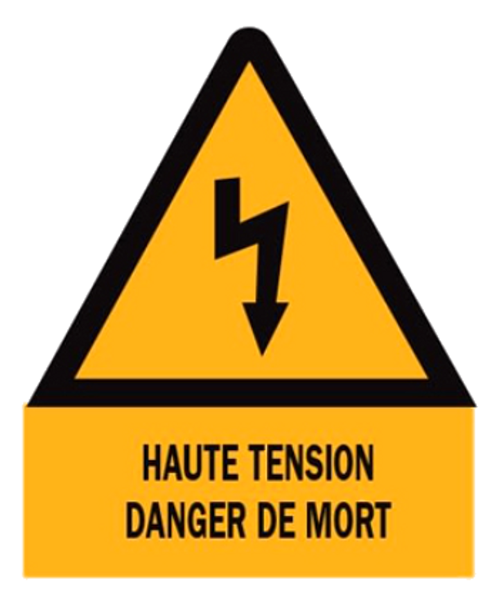 Triangle, Alu, 148mm, fleche & "High voltage..."