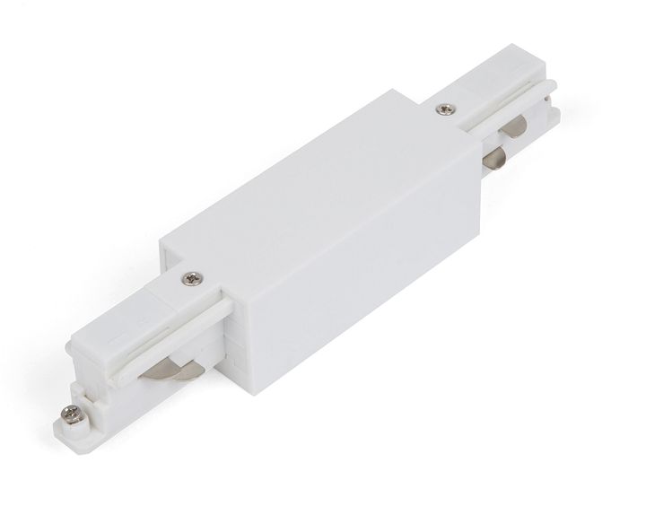 Connect. droit avec point d'aliment. Blanc pour Rail 3P Teco