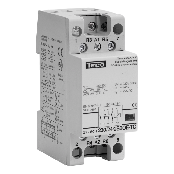 Contacteur Teco 230VAC 25A 2NO+2NF