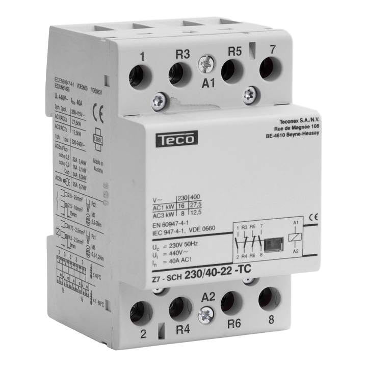 Contacteur Teco 230VAC 40A 2NO+2NF