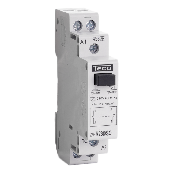 Relais d'installation Teco 230VAC 20A 1NO+1NF
