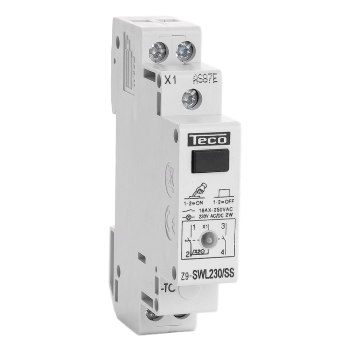 Interrupteur avec lampe Teco 230VAC 16A 2NO