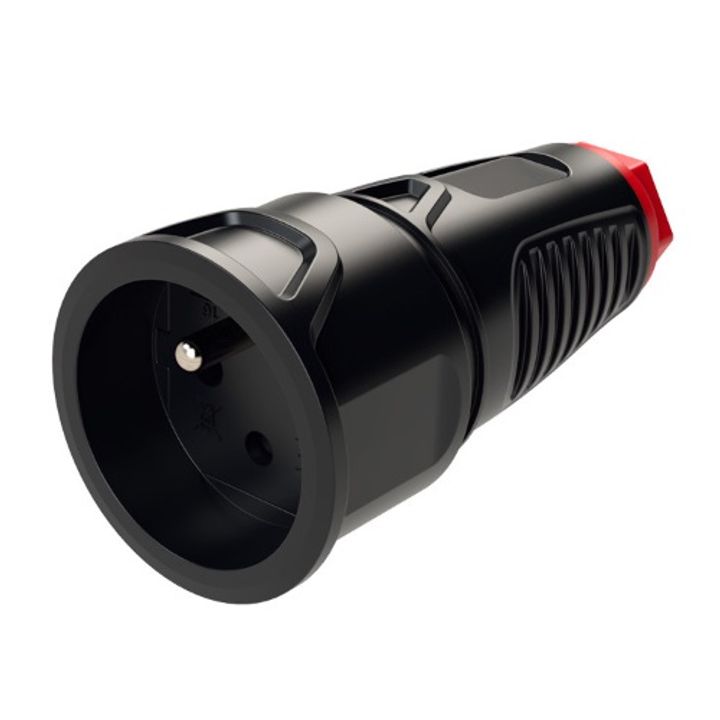 PRISE MOBILE CAOUTCHOUC IP20 16A 2P+T 250V