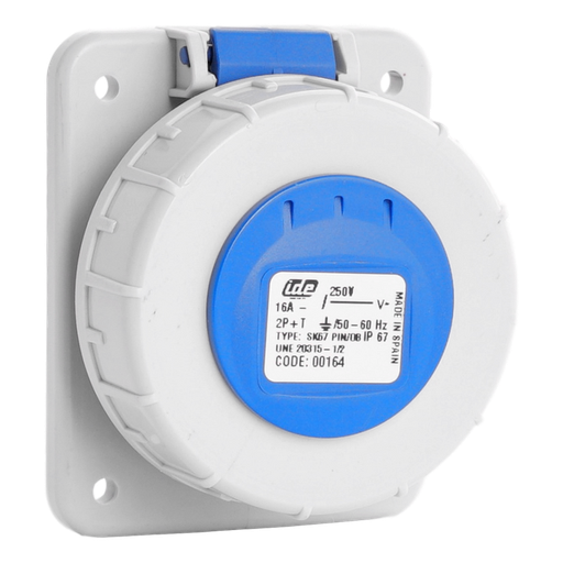 [/00164] IDE hh. 16A 3p 230VAC IP67 stopcont. inb. recht penaarde