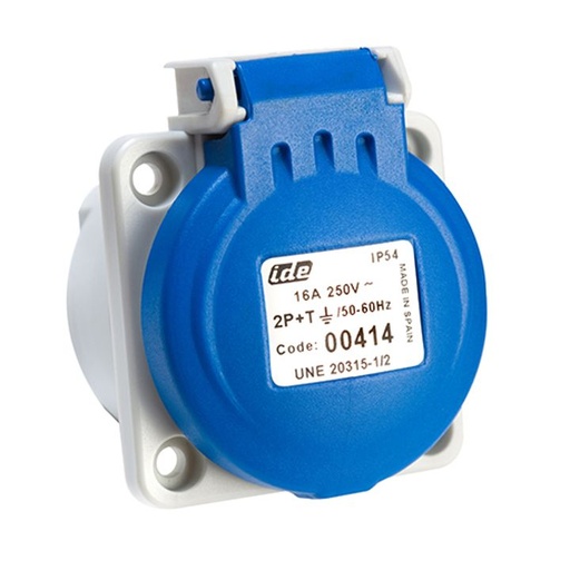 [/00414] IDE dom  16A 2p+T 230VAC IP54 prise encastrée ressort