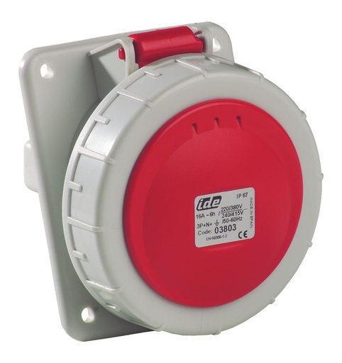 [/02855] IDE CEE 125A 3P+T 230VAC IP67 prise encastrée inclinée