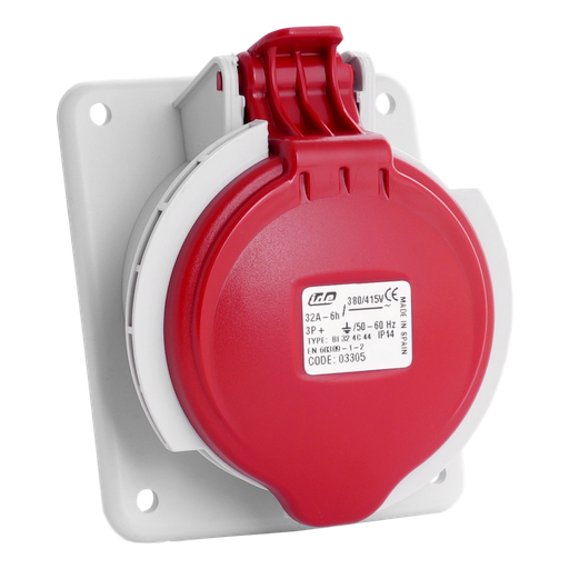 [/03305] IDE CEE 32A 4p 400VAC IP44 prise encastrée inclinée