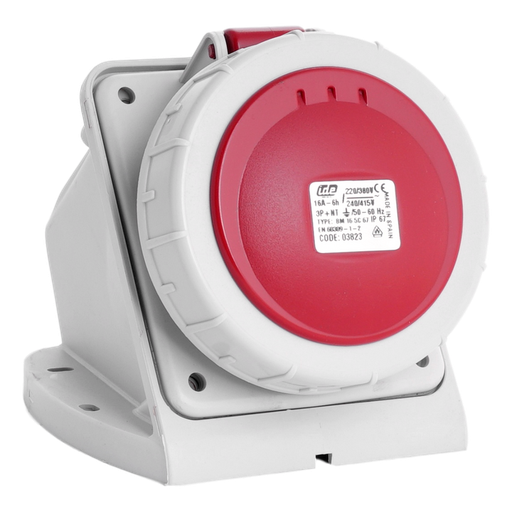 [/03823] IDE IP67 Steckdosensockel Aufbau 3P+N+Erde 16A 415VAC